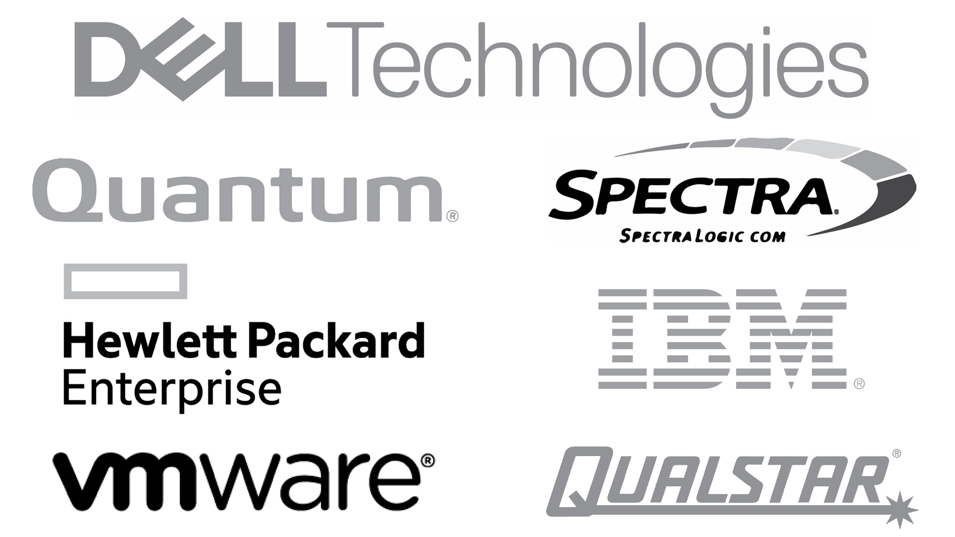 ATTO Backup and Archive Partners - Dell, Quantum, Spectra Logic, HPE, IBM, VMWare and Qualstar.