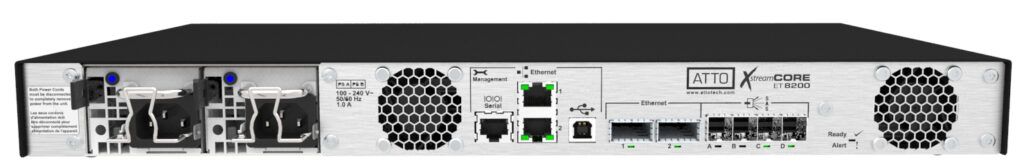 ATTO XstreamCORE ET 8200 Ethernet to SAS intelligent bridge.