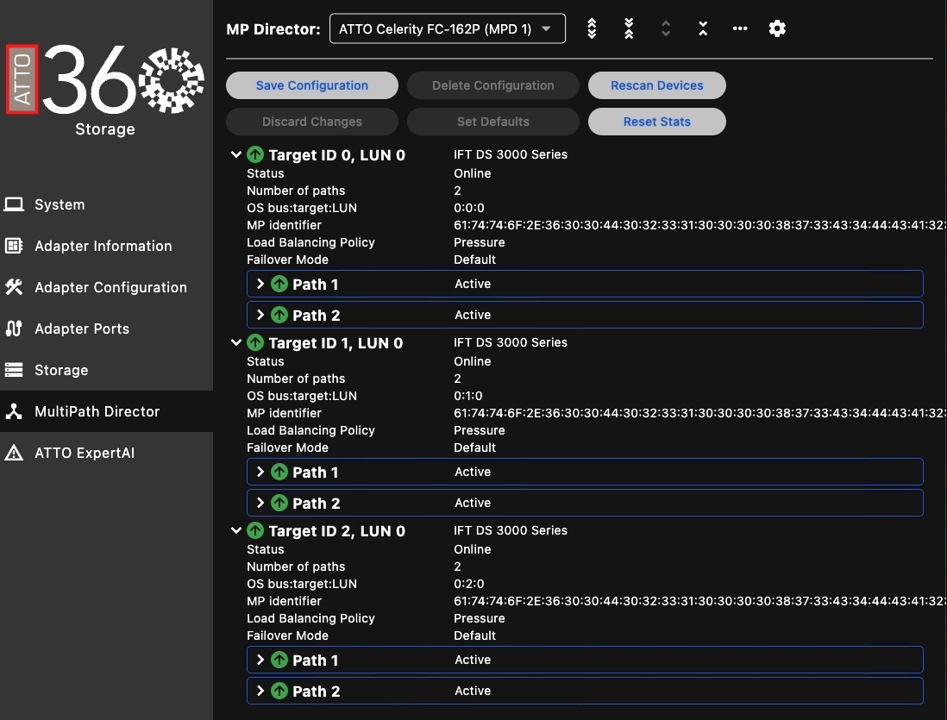 ATTO360 Storage with Multipath Director
