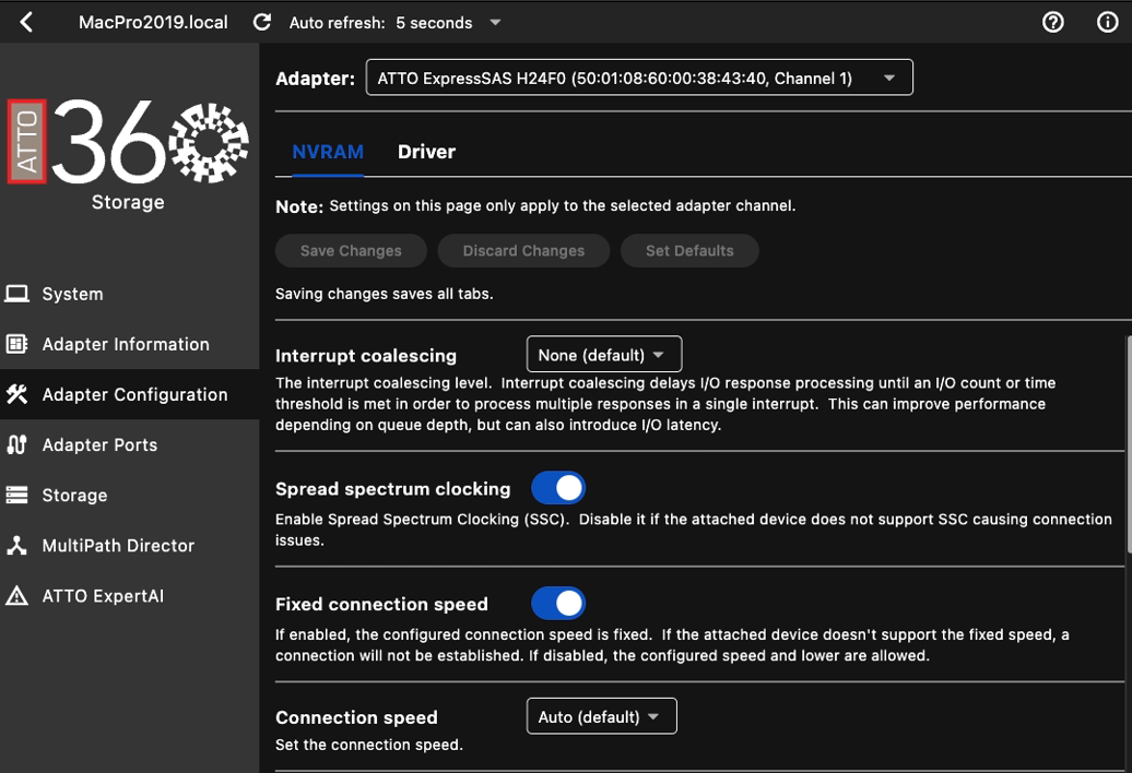 ATTO360 Storage dashboard