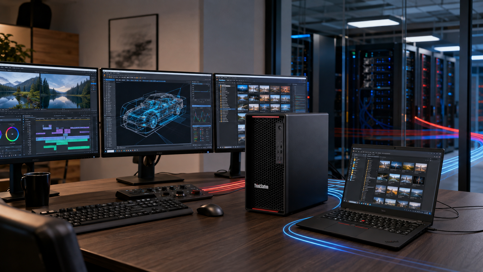 High-Tech Editing Workstation in Data Center